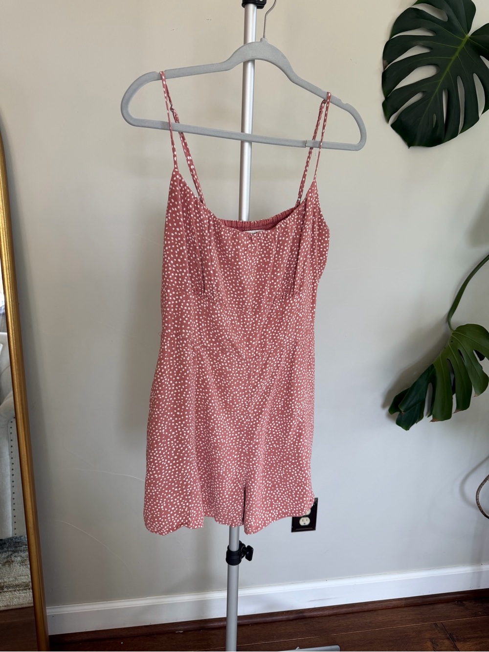 Abercrombie & Fitch Dusty Pink Polka Dot Cami Romper